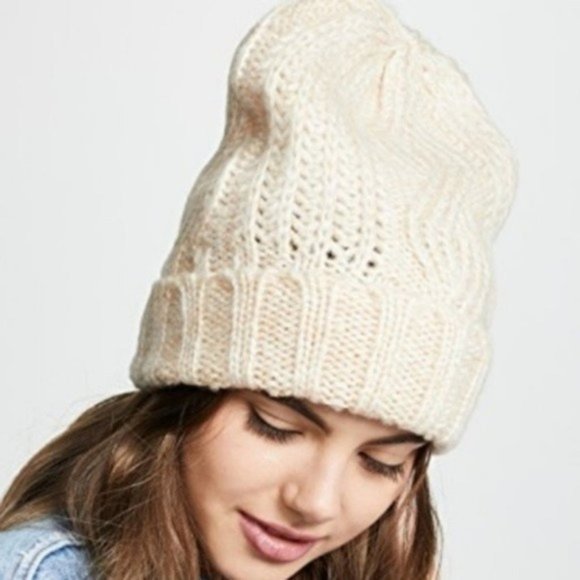 Free People Accessories - Free People Ivory Harlow Cable Knit Beanie